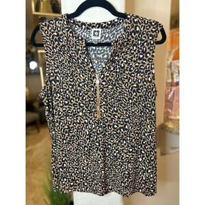 Anne Klein Animal Print Sleeveless Blouse Medium 8-12